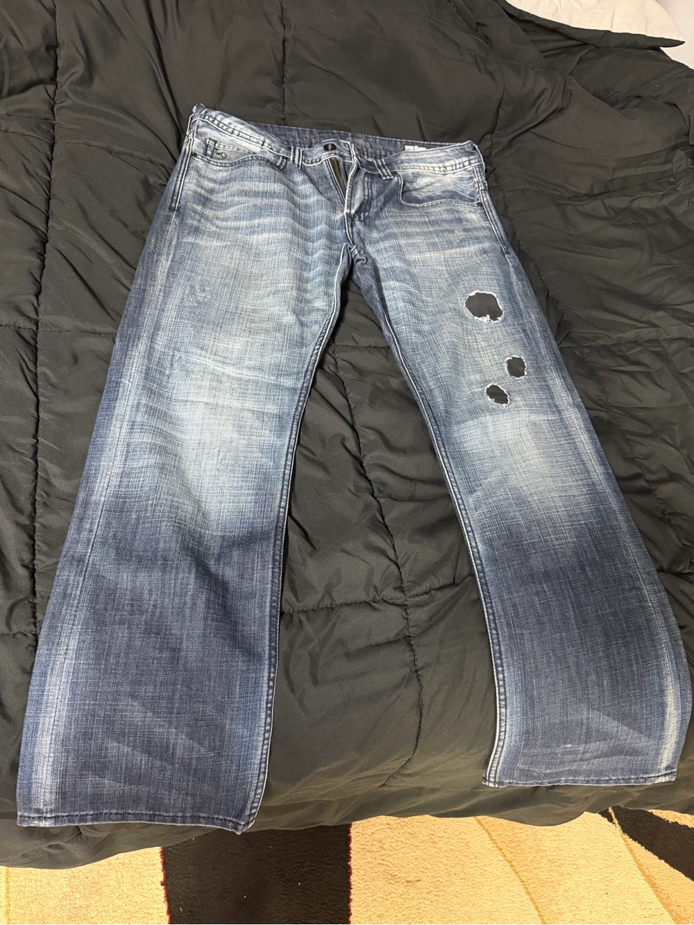 Buffalo David Bitton Men's Slim Distressed Blue Jeans